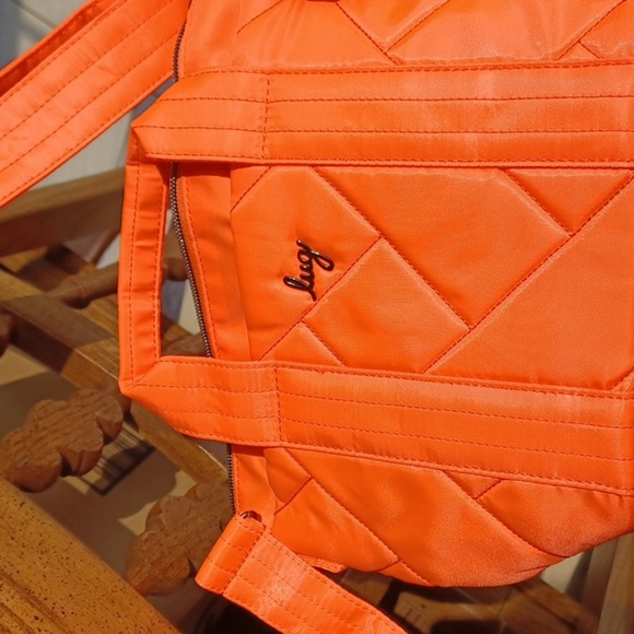 Lug Neon Orange Dory Mini Quilted Tote Bag with Short Handles, EUC, 11"x7"x4" - Picture 2 of 6